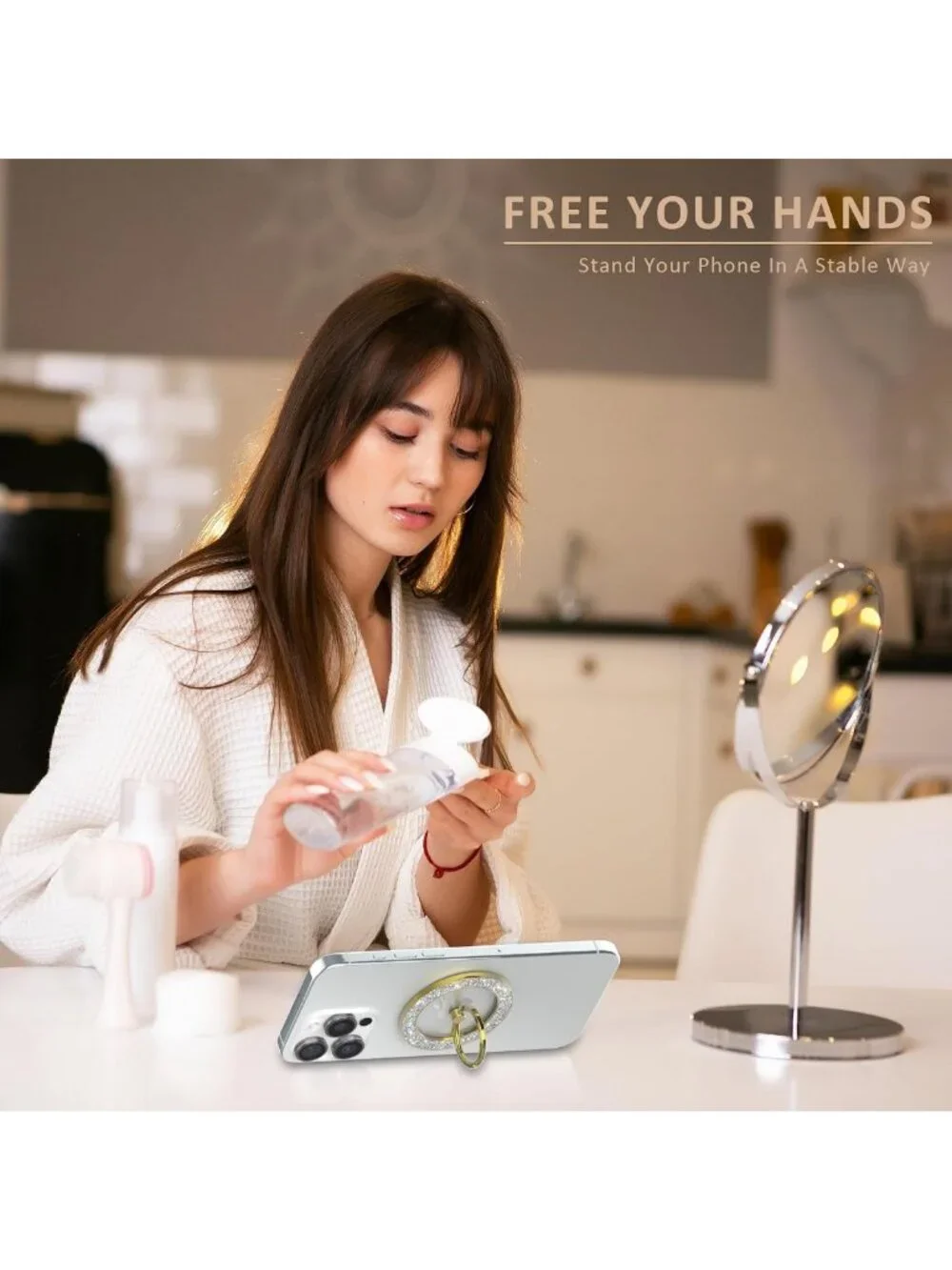 Glitter Magnetic Phone Ring Holder - 360° Rotation Grip Stand for MagSafe